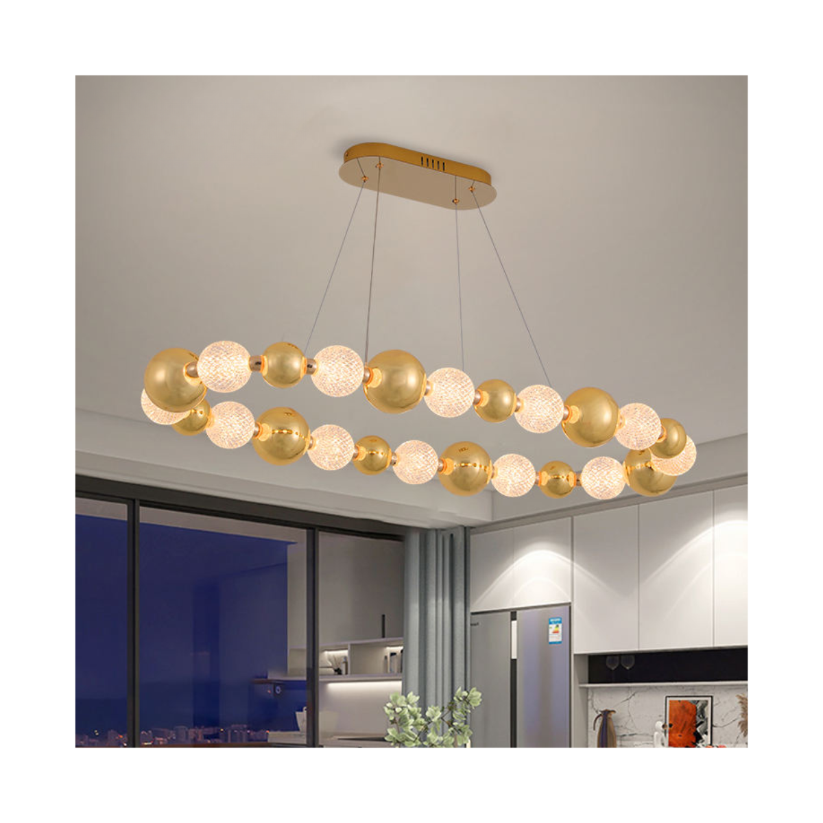 Golden Bead Cluster Linear Pendant
